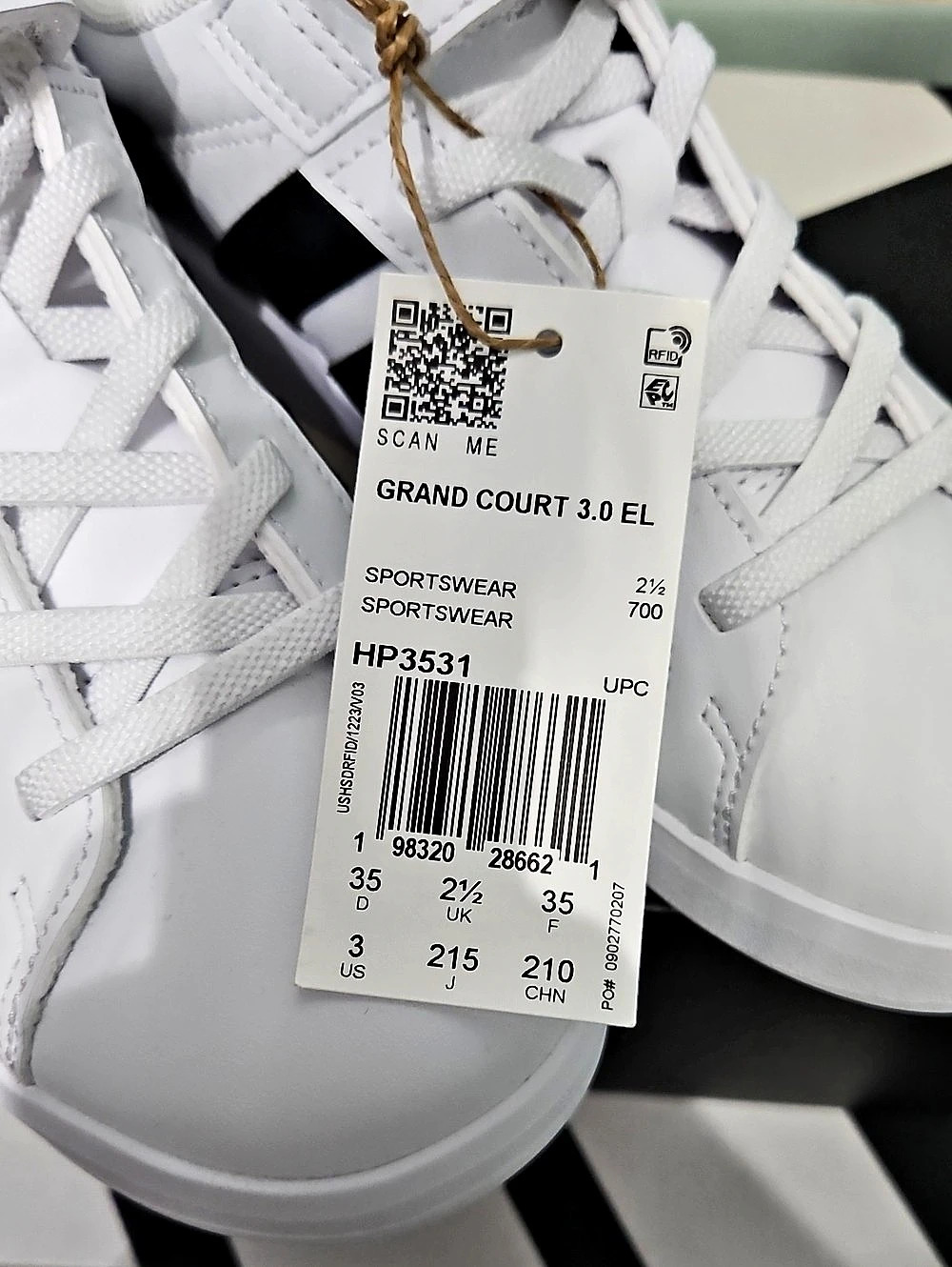 adidas Grand Court 3.0 Kids Sneakers White & Black Unisex US 3 NWT - Picture 5 of 9
